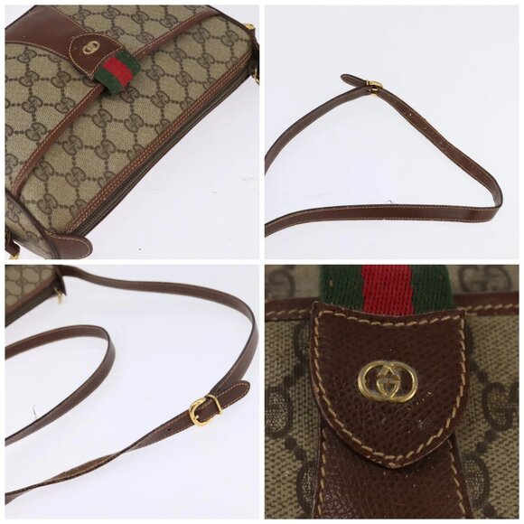 GUCCI GG Supreme Web Sherry Line Bag PVC Beige 001 754 6177 4021 Auth 148251 - Picture 16 of 16